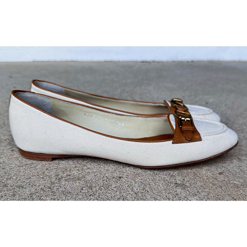 Ralph Lauren Collection Horsebit Canvas Leather Ballet Flats Women’s 8.5B Italy